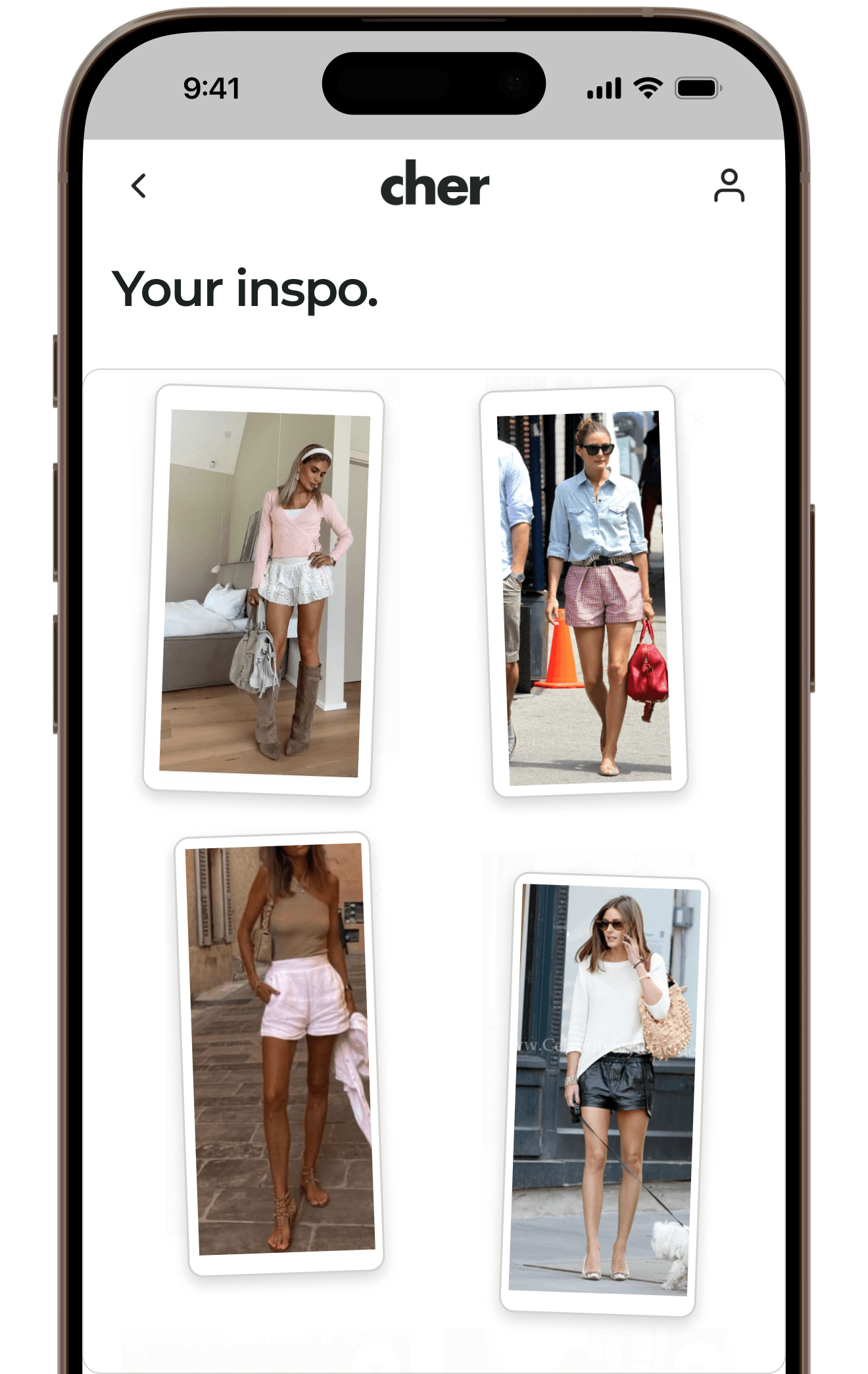 Cher inspo board with fashion photos