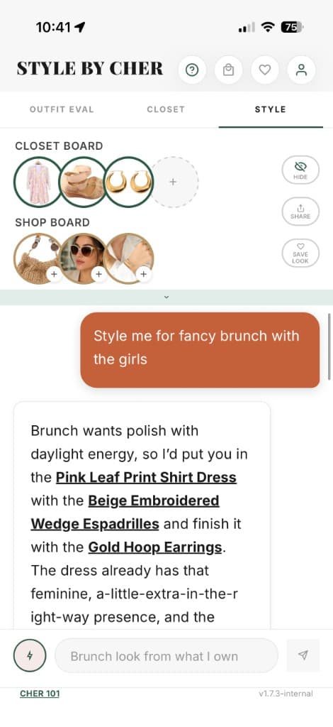 Cher styling a brunch look from closet items